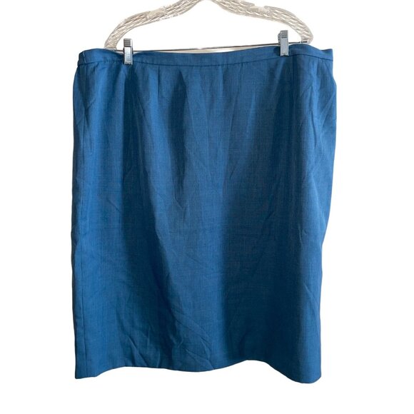 Womens Blue Pencil Skirt Size 24W Worthington Elastic Back Waist Zipper - Picture 1 of 6
